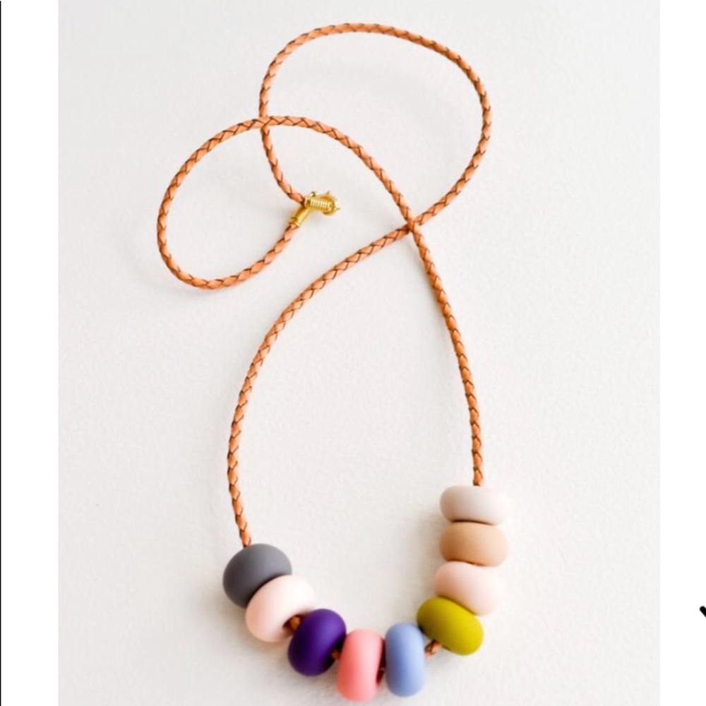 Leif Color Curator Necklace: Clay Beads on Leather